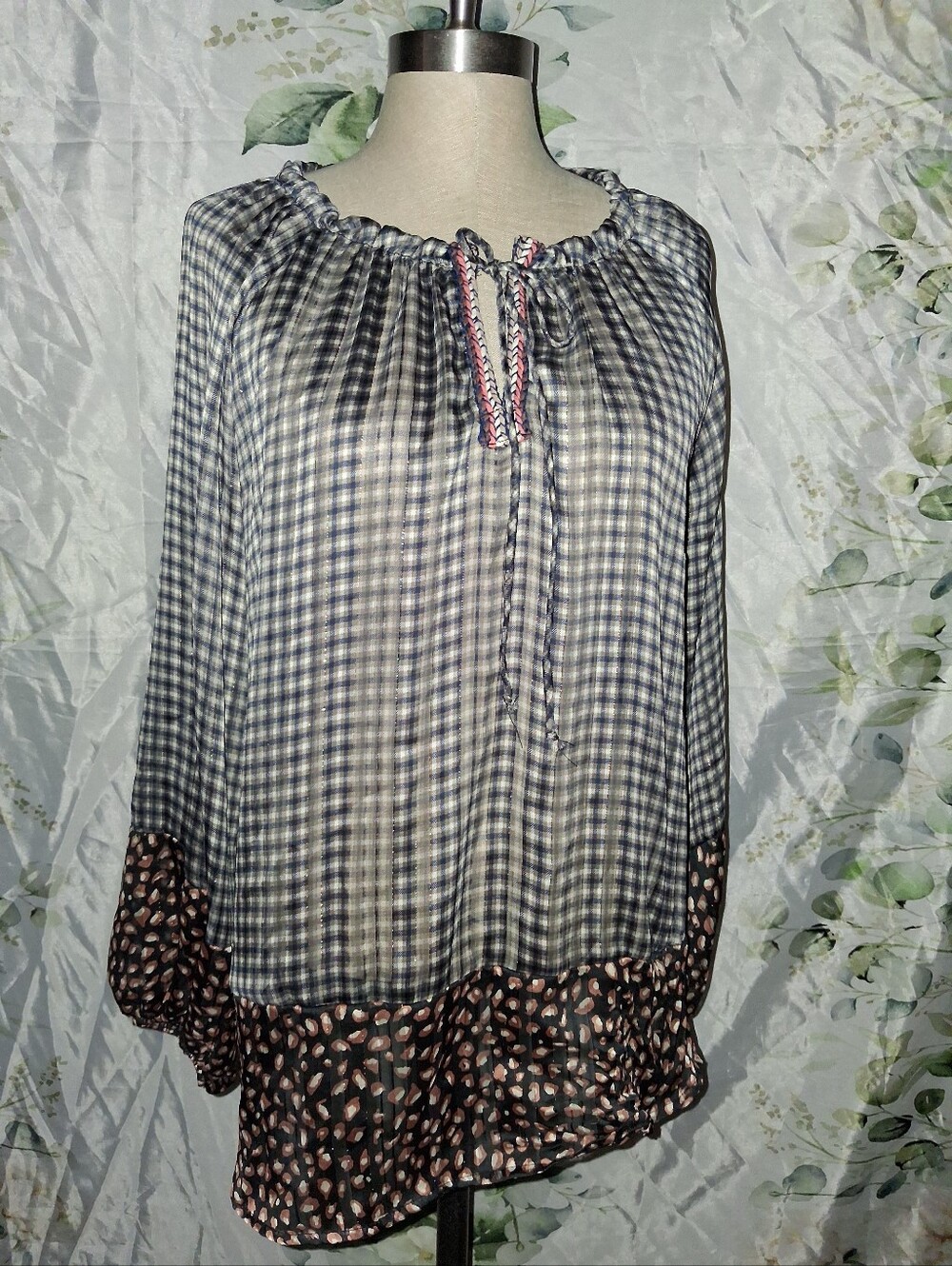 5For$12 Ces Femme Gingham Peasant Top